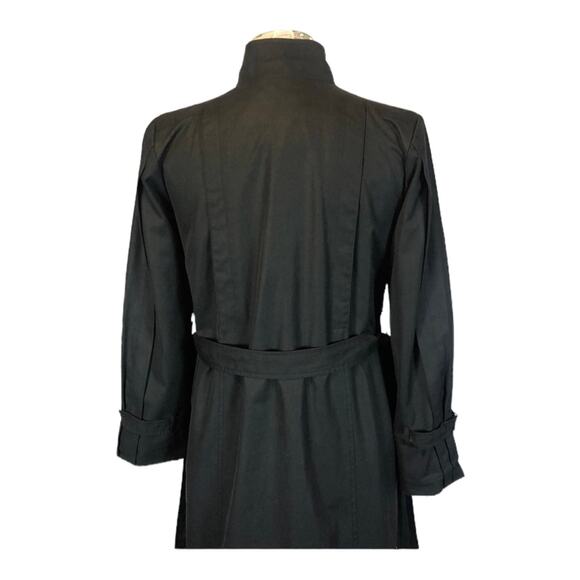 Vintage Concept black double breasted stand collar belted trench coat size large - Picture 5 of 12